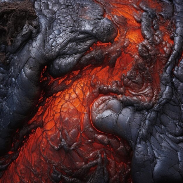 Photo photography a closeup view of the molten magma vein ai generated art