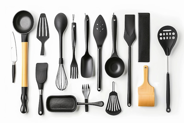 Photo photography of cooking utensils on white background