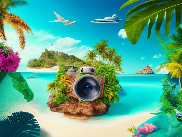 Photography day wallpaper with travel concept