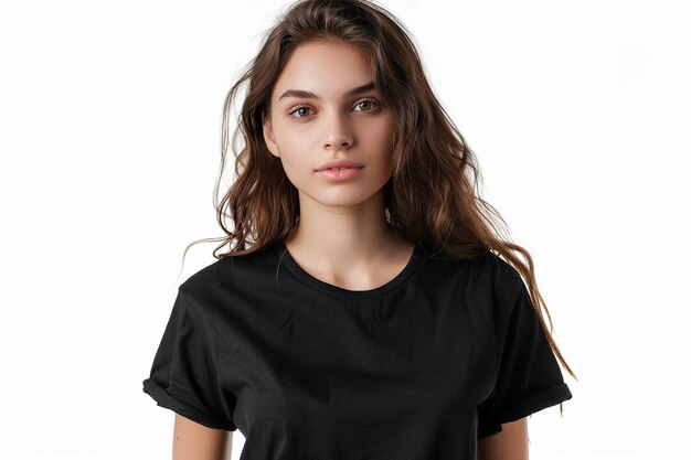 photography of fashion black plain tshirt mockup