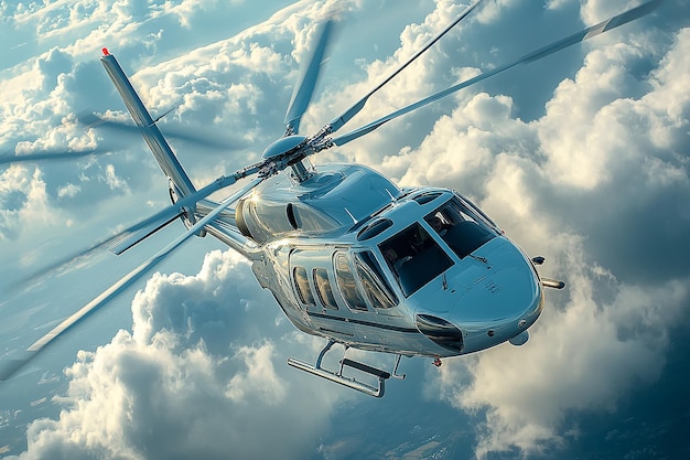 Photo photography of helicopter is flying in a isolated sky