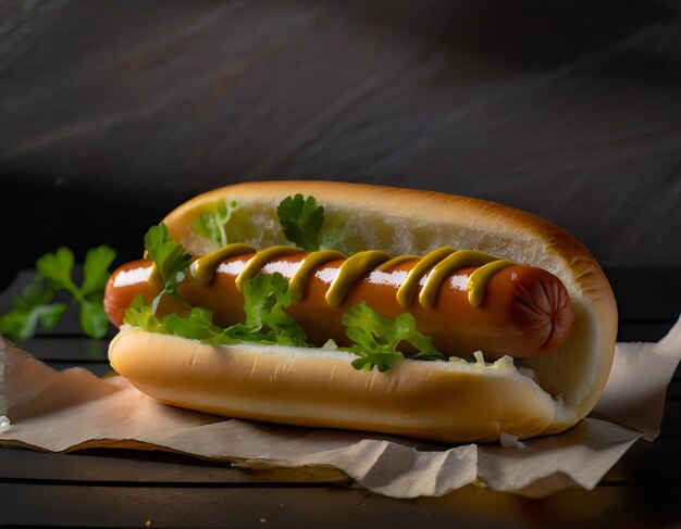 photography of hotdogs served at a table with cool lighting