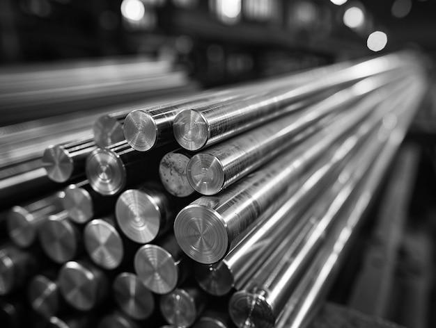 Photo a a photography of lying polished steel rods