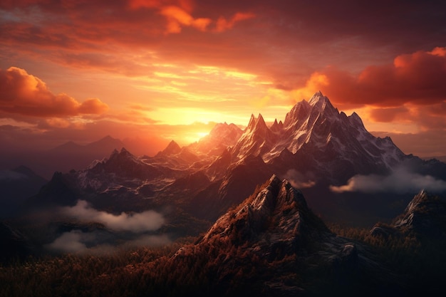 Photography of mountain landscapes with stunning views at sunset