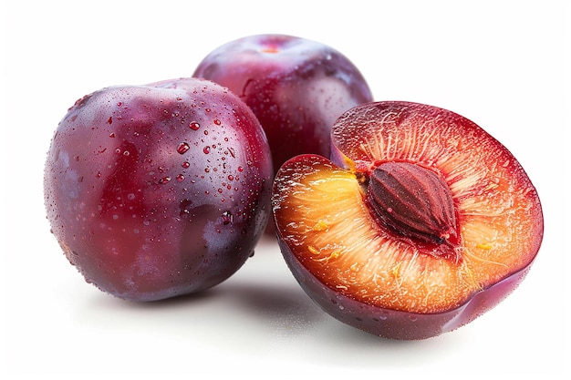 photography of Plum fruit on white background