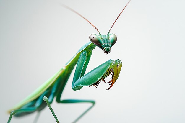 photography of praying mantis animal on white background