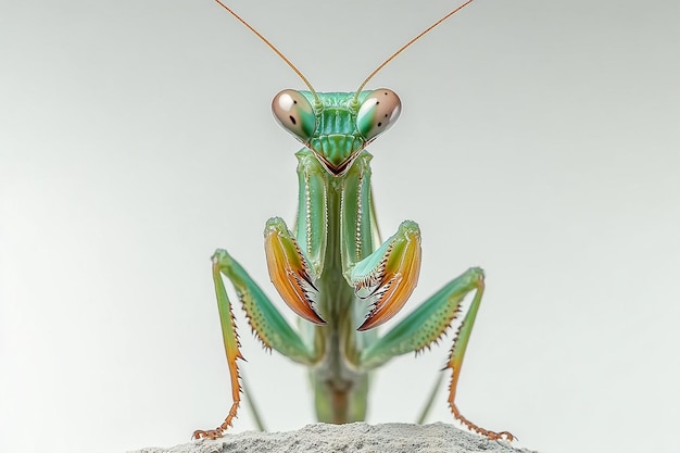 Photo photography of praying mantis animal on white background