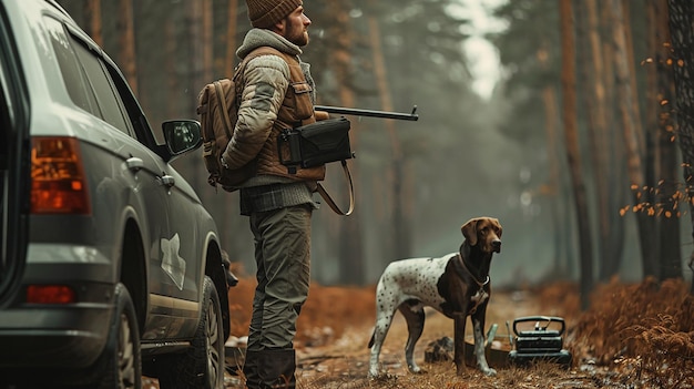 Photo photography of professional hunter hunting animals