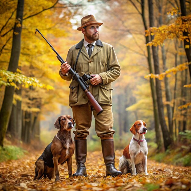 Photo photography of professional hunter hunting animals