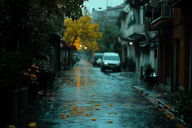 Photo photography of rainy day city