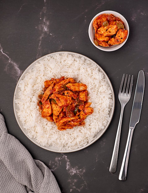 Photography of rice with chicken