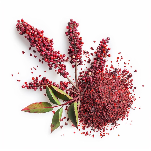 photography of Sumac spice on white background