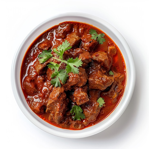 photography of tasty indian Rogan Josh plate