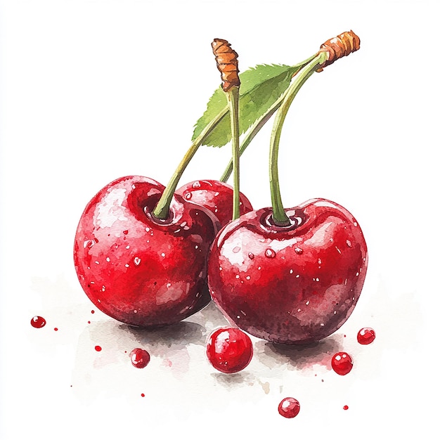 Photo photography of watercolor cherry fruit clipart on white background