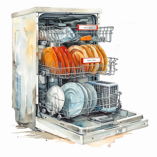 Photo photography of watercolor dishwasher clipart