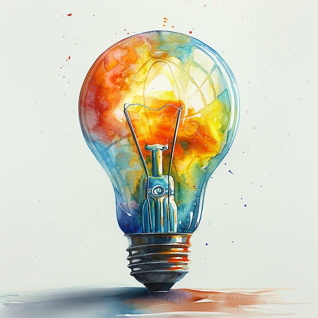 Photo photography of watercolor light bulb clipart