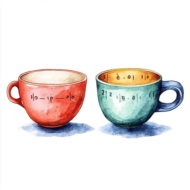 Photo photography of watercolor measuring cups clipart