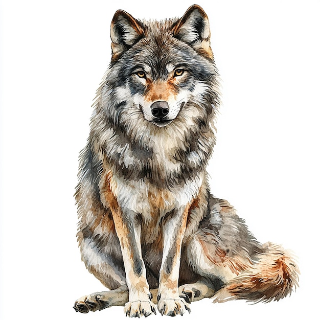 Photo photography of watercolor wolf clipart on white background