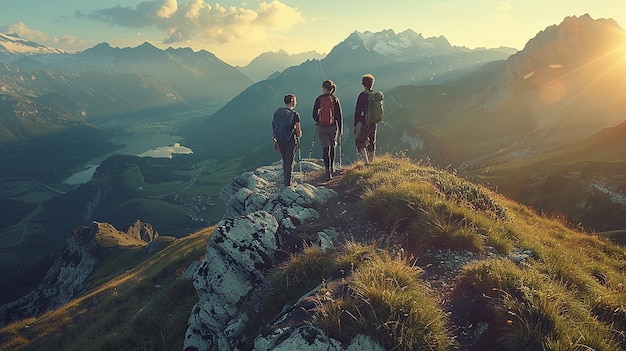 photography of Young tourists hiking