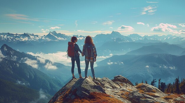 photography of Young tourists hiking