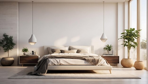 A Photorealistic 8K Image of a Modern Bedroom in Daylight