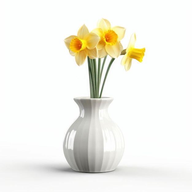 Photorealistic Daffodil In Modern Ceramic Vase Stock Photo Quality