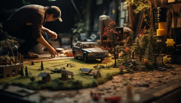 Photo photorealistic diorama scene photoshoot custom scene