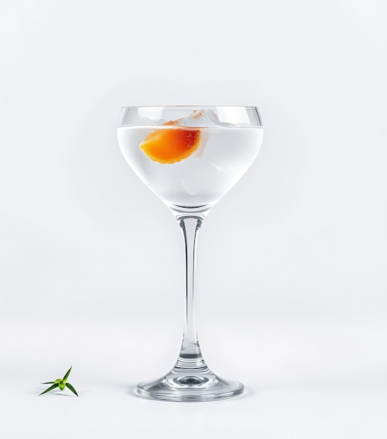 Photo photorealistic floating of aquavit martinez aquavit sweet vermouth maraschino liqueur orange bitter