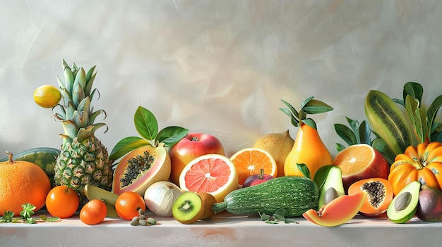 Photorealistic fruit and vegetable background UHD wallpaper