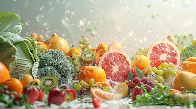 Photorealistic fruit and vegetable background UHD wallpaper