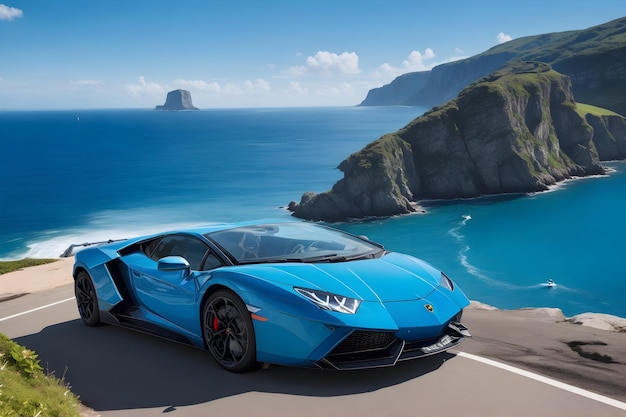 A photorealistic hyper Lamborghini supercar generated by Ai