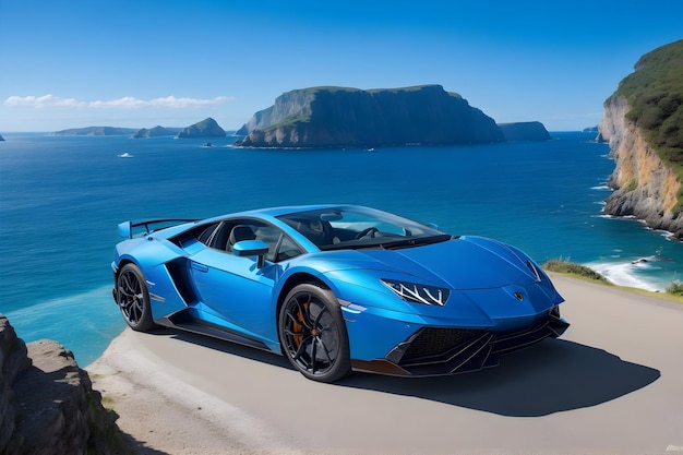 A photorealistic hyper Lamborghini supercar generated by Ai