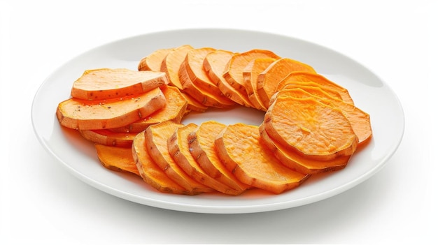 Photorealistic illustration of baked sweet potato slices