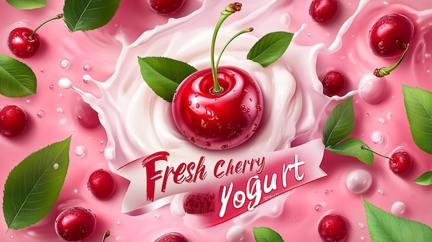 Photo photorealistic illustration of cherry yogurt