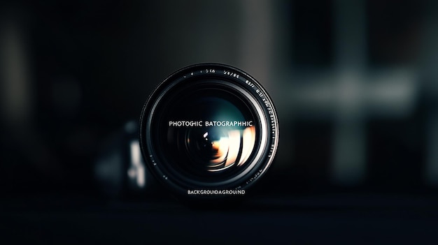 Photo photorealistic image of camera lens on black background