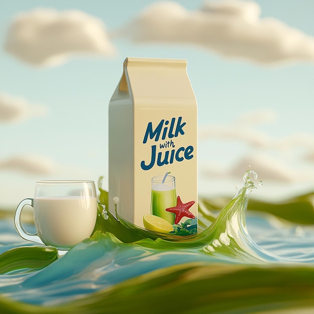 Photorealistic image of a carton of organic milk