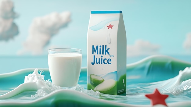 Photorealistic image of a carton of organic milk