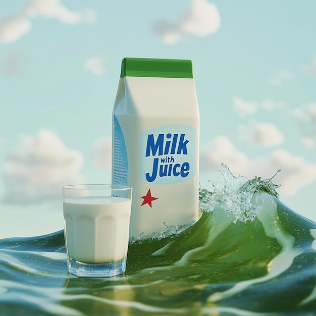 Photo photorealistic image of a carton of organic milk