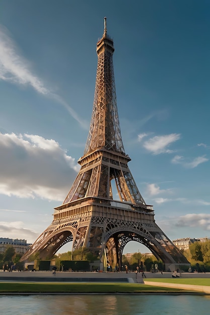 Photorealistic image of the Eiffel Tower in Paris France