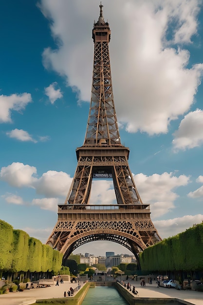 Photorealistic image of the Eiffel Tower in Paris France