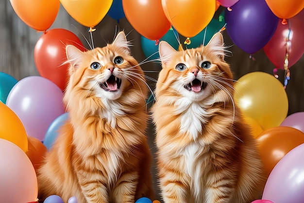 A photorealistic image of a orang cat birthday celebrationAi generative