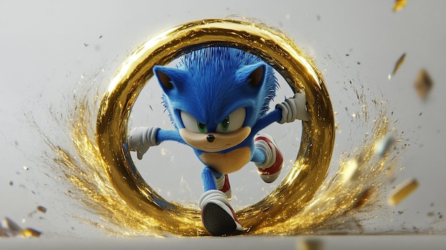 Photo photorealistic image of sonic the hedgehog running