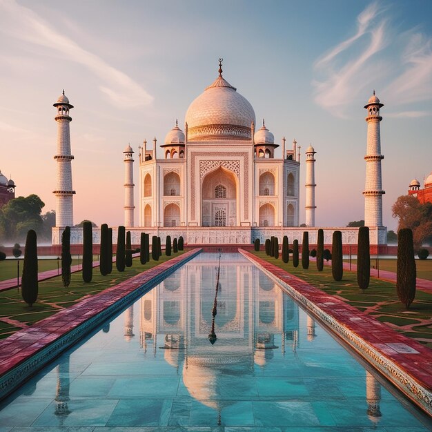 Photorealistic image of the Taj Mahal in a wide majest