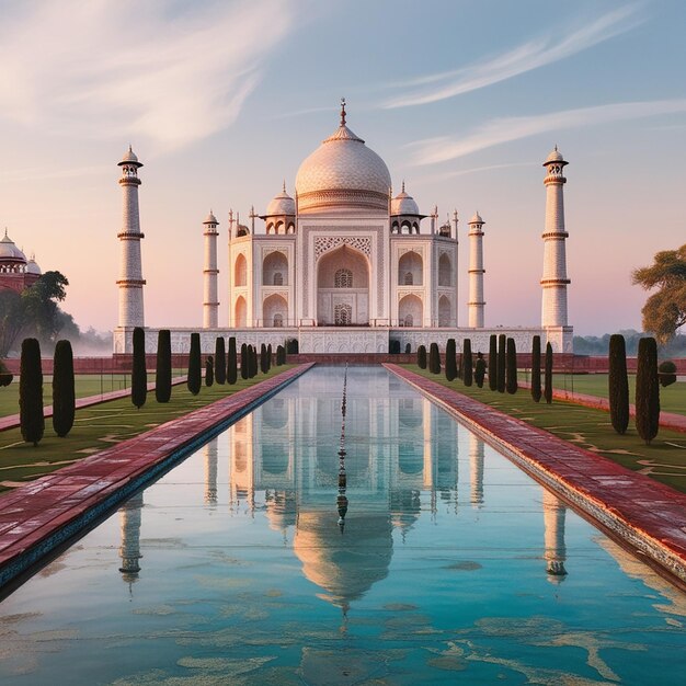 Photorealistic image of the Taj Mahal in a wide majest