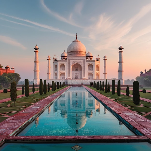 Photorealistic image of the Taj Mahal in a wide majest