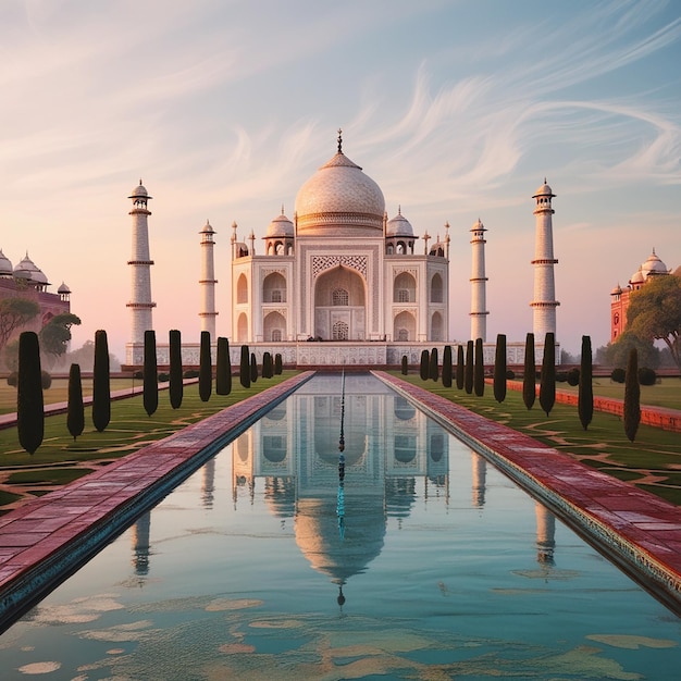 Photorealistic image of the Taj Mahal in a wide majest