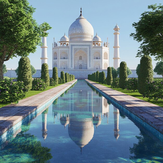 Photo photorealistic image of white marble taj mahal