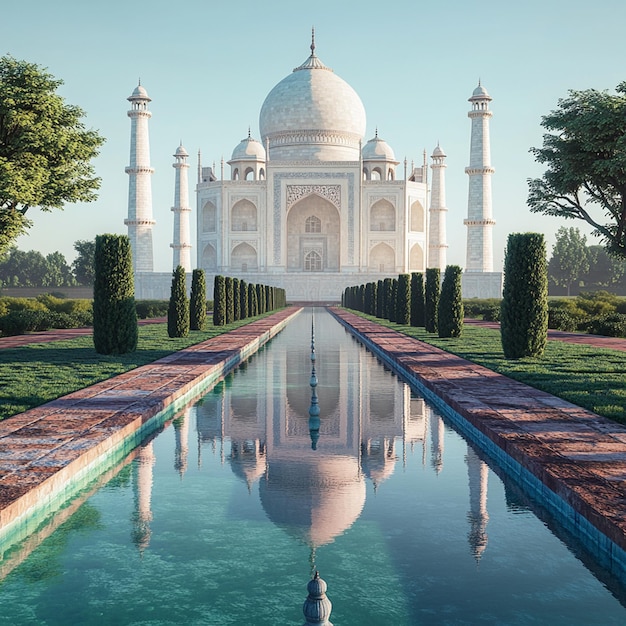 Photo photorealistic image of white marble taj mahal