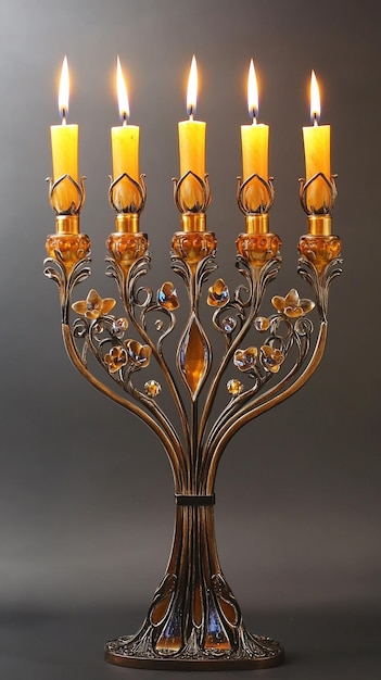 Photorealistic Jewish Menorah with 9 Candles