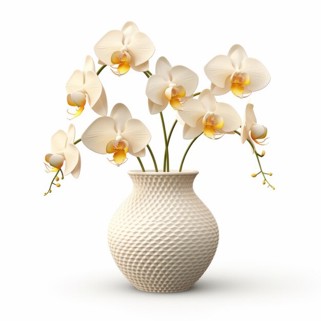 Photorealistic Orchid In Modern Ceramic Vase Stock Photo Quality